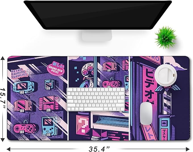 Japanese Comic Desk Mat Large Office Desk Pad, Gaming Mouse Pad, Big Mousepad PC Waterproof and Non-Slip, 35.4 x 15.7 Inches Large Mouse Mat Long Extended Mousepads for Office & Home Work