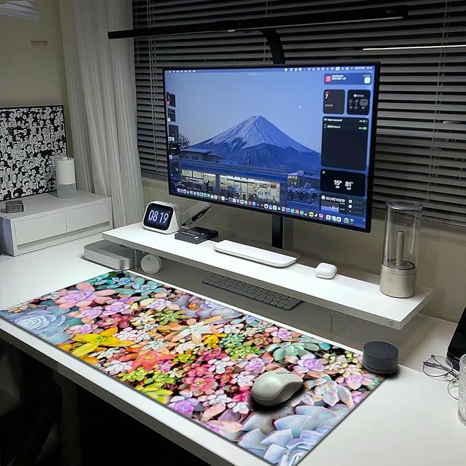 Succulent Mouse Pad Extended Large Gaming Mousepad XL Big Long Oversized Desk Mat Stitched Edges 31.5 X 11.8 Inch for Home Office