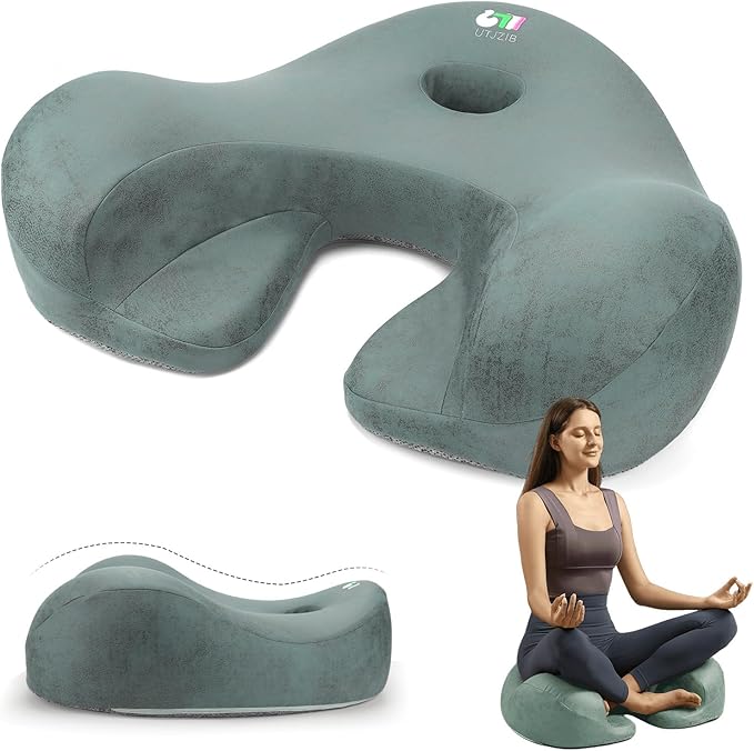 Meditation Cushion & Yoga Seat for Meditation - Cross Leg Floor Cushion for Meditator at Home, Ergonomic Comfortable Memory Foam Zafu Relieves Numbness Tailbone & Hip Pain from Long Sitting.