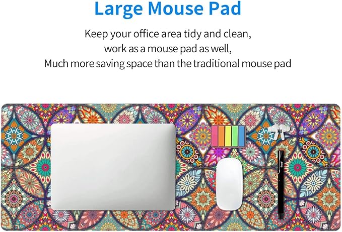 Colorful Mandala Mouse Pad Extended Large Gaming Mousepad XL Big Long Oversized Desk Mat Stitched Edges 31.5 X 11.8 Inch for Home Office