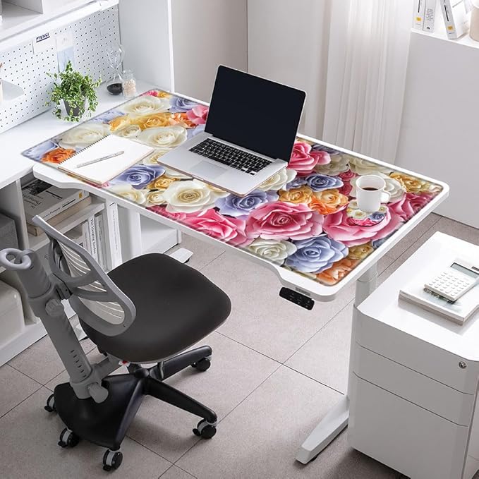 Giant 48x24 Large Mouse Pad XXXL Desk Mat Gaming Mousepad Huge Desk Pad Pink Rose 4XL Full Computer Mat for Protector Desktop Wireless