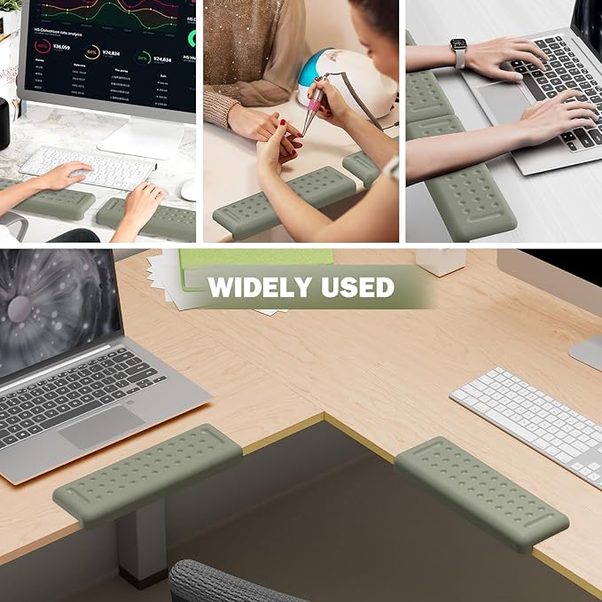 Leolee L-Shaped Desk Elbow Pads for Desk, Grey Memory Foam Arm Rest for Desk with Non-Slip Base, Ergonomic Desk Edge Cushion, Wrist Rest for Computer Keyboard, Typing, Office, Home (2 Piece)
