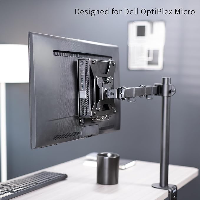 VIVO Behind Monitor Mini PC VESA Mount Designed for Dell OptiPlex Micro CPU, Monitor Arm Computer Holder, Concealed Behind Screen, Desk and Wall Mounting Options, Black, Mount-DLMM2
