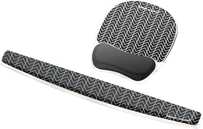 Fellowes Photo Gel Mouse Pad Wrist Rest with MICROBAN - Black Chevron (9549901)