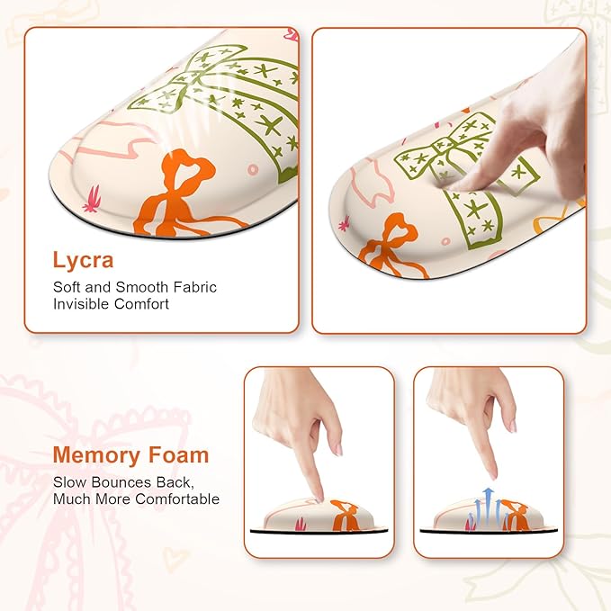 iCasso Ergonomic Mouse Pad, Keyboard Wrist Rest, Memory Foam Mousepad with Wrist Support, Easy Typing and Relieve Wrist Pain Keyboard Pad for Computer(Colorful Ribbon)
