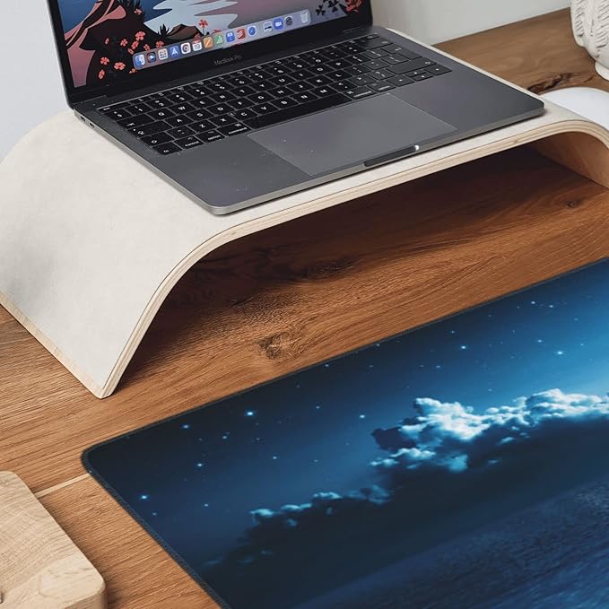 Gaming Mouse Pad,Large Mouse Pads for Desk,Non-Slip Rubber Base Extended Mousepad,XXL Keyboard Mouse Mat,Computer Keyboard Desk Pad with Stitched Edges,35.4x15.8inch,Romantic Moon On Sea