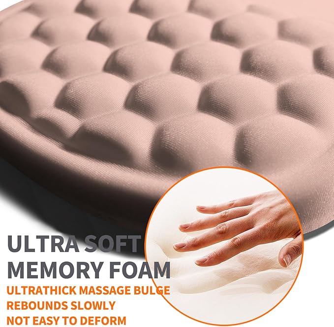 Ergonomic Joint Wrist Support Mouse Pad with Memory Foam Cushion Massage Bump, Carpal Tunnel Mousepad Slope Design for Wrist Rest, 11.8x7.9 in, Rose Pink