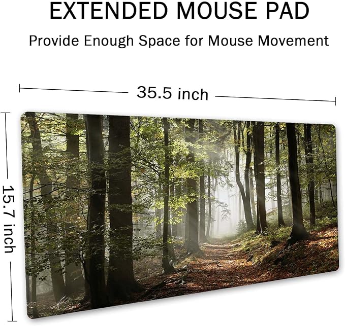 SSOIU Mountains with Mist Mouse Pad 35.5 X 15.7 Inch XXL Full Desk Mousepad Extended Large Non-Slip Rubber Base Waterproof Big Keyboard Mat with Stitched Edges for Gaming and Office