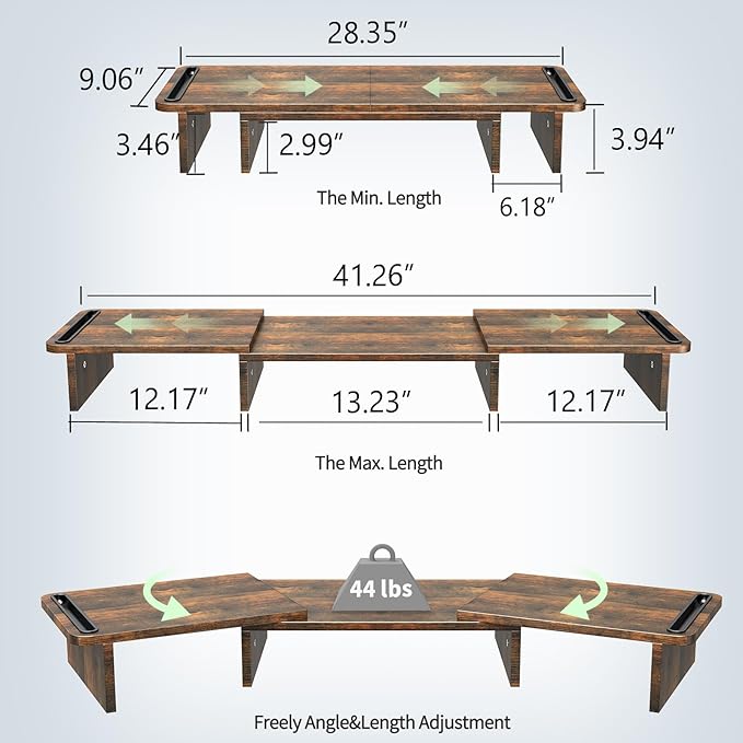 Zimilar Dual Monitor Stand Riser – Rust Brown Large