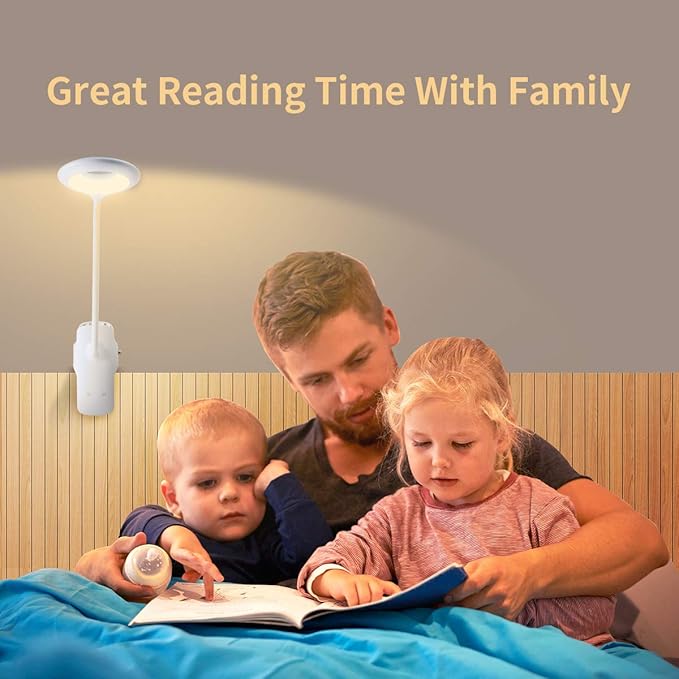 Reading Light, 28 LEDs Rechargeable Clip on Lamp, 3 Color x 3 Brightness Clip On Light for Bed Headboard with Safety Switch, Eye Protection Book Light for Reading in Bed, Touch Control Table Desk Lamp