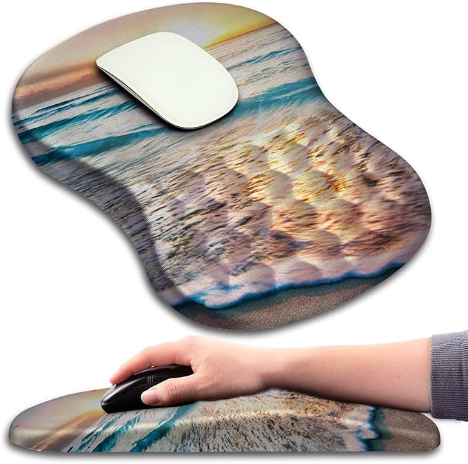 Mouse Pad Wrist Support, Ergonomic Mouse Pad with Massage Dot, Comfortable Computer Mouse Pad for Laptop, Wrist Rest Mousepad with Non-Slip PU Base for Office & Home, 12 x 8 in