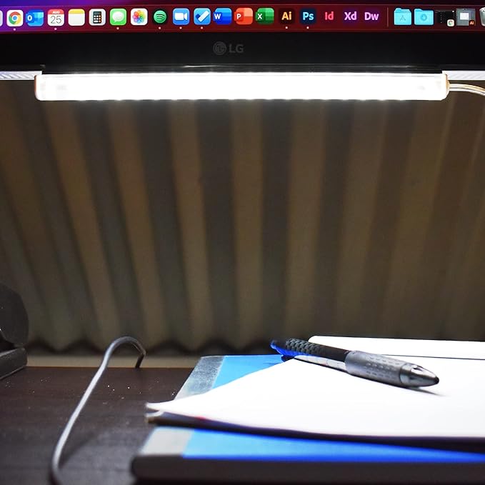 TrueColor USB-Powered LED Light Bar with Frosted Cover for Under Cabinet, Under Monitor, TV Backlight – Easy-Install - Adhesive & Mounting Brackets Included - 100,000 Hours Lifetime (12", Daylight)