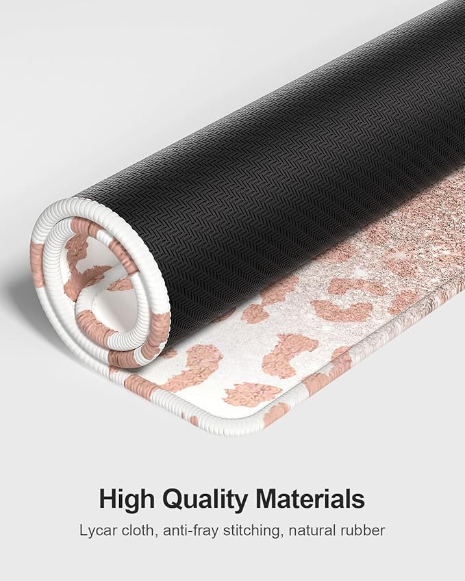 Auhoahsil Large Mouse Pad with Wrist Rests for Keyboard & Mouse, Thick Soft Ergonomic Memory Foam Wrist Supports, Big & Long Desk Mat 35.5 x 15.7 in, for Office Gaming Computer, Pink Gold Leopard