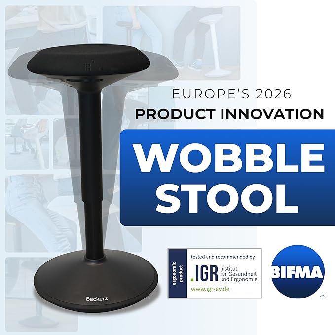 Standing Desk Stool Chair, Height Adjustable Stool 21-31 inch for Office and Classroom, Swivel Stool, Anti-Slip Bottom Ergonomic Wobble Stool with Rocking Motion, Black