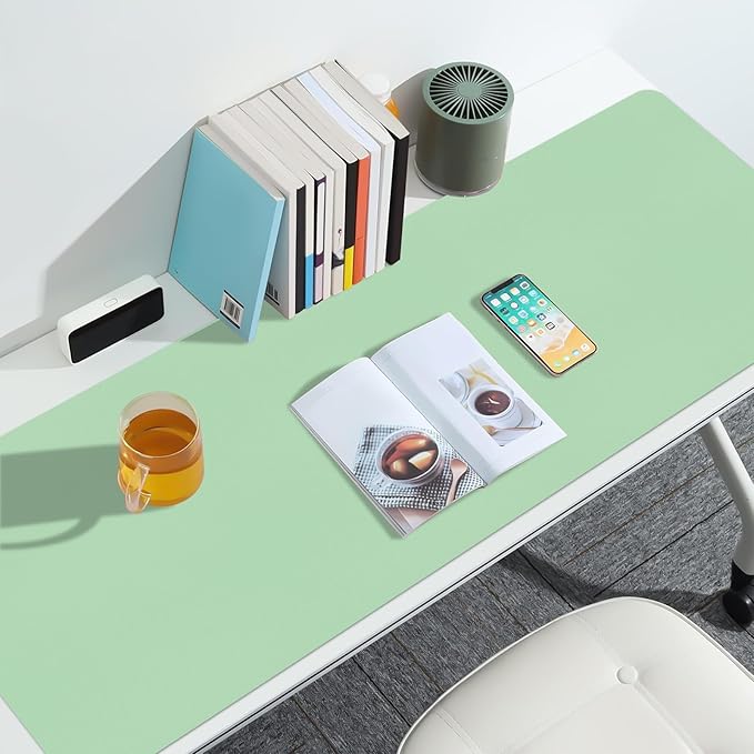 Large Green Desk Mat, Long Mouse Pads for Desks Non-Slip, Waterproof Desk Mat Computer Mat Leather Desk Pad Protector for Office/Study/Home/Decor (47.2" x 16.9")