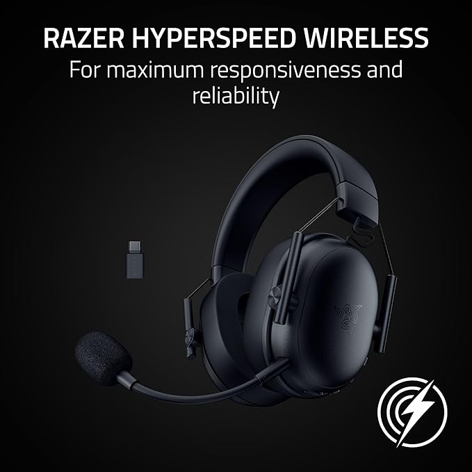 Razer BlackShark V3 X HyperSpeed Wireless Gaming Headset for PC: 50mm Drivers - Cardioid Mic - 2.4 GHz, Bluetooth, USB - Works with Mac, PS5, Nintendo Switch, Smartphone - 70 Hr Battery - Black
