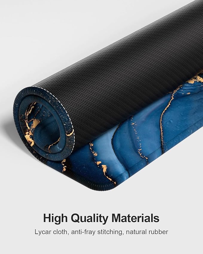 Auhoahsil Large Mouse Pad with Wrist Rests for Keyboard & Mouse, Thick Soft Ergonomic Memory Foam Wrist Supports, Big & Long Desk Mat 35.5 x 15.7 in, for Office Gaming Computer, Dark Blue Marble