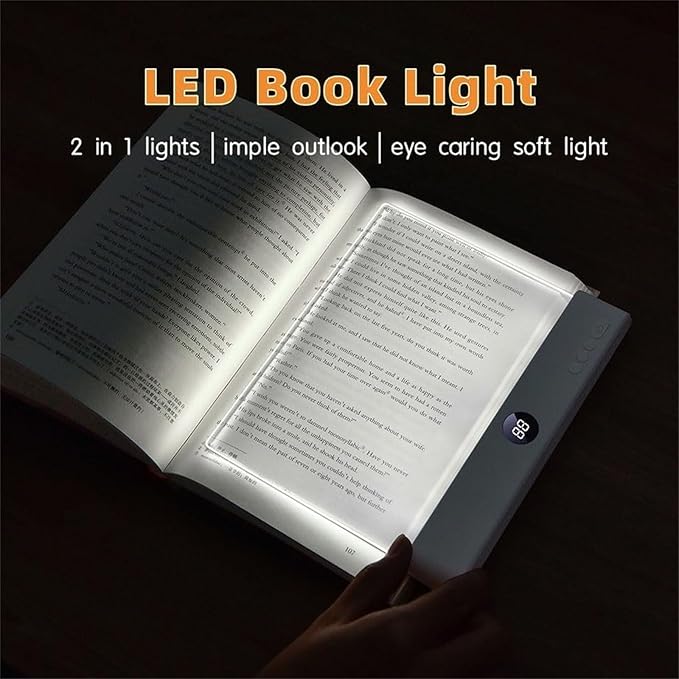 LED Panel for Full Page Eye Care Light - Rechargeable Book Light for Reading at Night - 3 Color, Dimmable with Auto-Off Timer,Gift