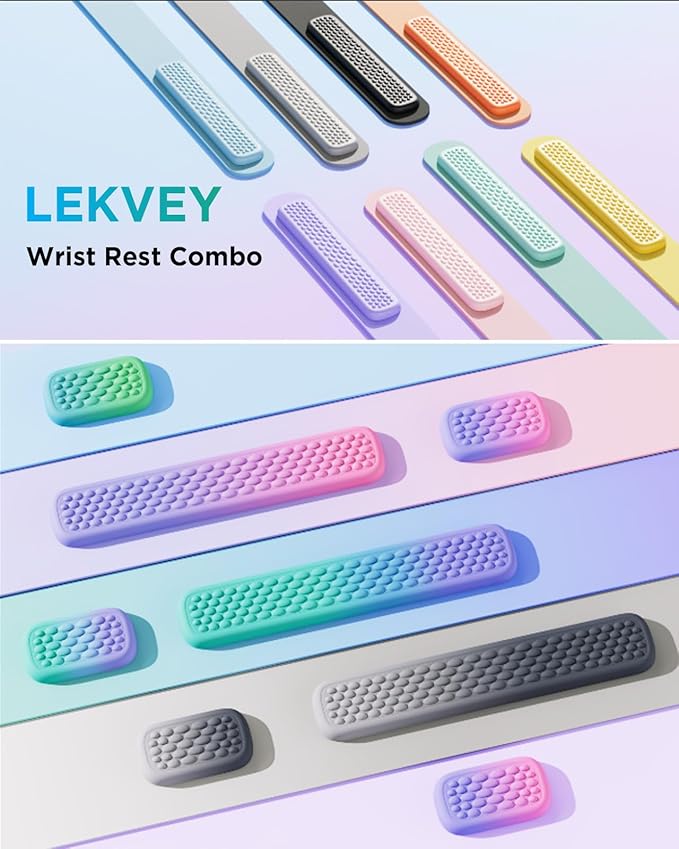 Lekvey Ergonomic Keyboard Wrist Rest, Silky Memory Foam with Massage Points Carpal Tunnel Support Wrist Pad Set for Office/Gaming, Typing Comfort, Gray-Black Gradient