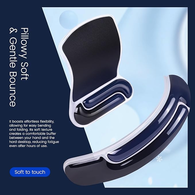 Ospelelf Mouse Pad with Wrist Rest and Ergonomic Gel Keyboard Hand Wrist, Support for Typing Gaming, Relieve Wrist Pain, Cool & Easy to Clean, for Office, Programmer, Home Computer Use Black Blue