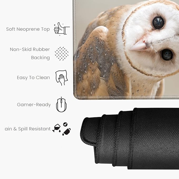 Large Mouse Pad 24x12 inch Desk Mats on Top of Desks Pad Gaming Mousepad Owl Long Extended Desk Protector Mat Big Laptop Mat for Wireless Mouse Non Slip Work Computer