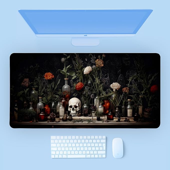 Dark Academia Desk Mat XXL Gaming Mouse Pad,Mystical Book Aesthetic Large Waterproof Non-Slip Rubber Mouse Pad with Stitched Edges Office Home Computer Desk Accessories,35.4 x 15.7 in