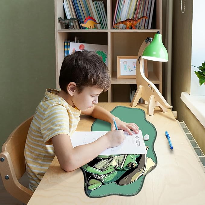 Green Frog Large Gaming Mouse Pad Plus a Coaster, 35.4 x 15.7 inches Desk Mat Extended XXL Mousepad with Stitched Edge Non-Slip Rubber, Desk Pad Computer Mouse Mat for Home Office