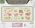 Mouse Pad Cute, Green White Checkered Desk Pad, Retro Gaming Desk Mats, Large Mousepad Laptop Keyboard Mouse Mat, Funny Food Girls Office Desktop Decor Accessories, for Women 31.5"X15.7"