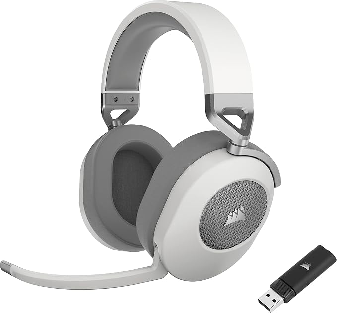 Corsair HS65 Wireless Multiplatform Gaming Headset with Bluetooth - Dolby Audio 7.1 - Omni-Directional Microphone - iCUE Compatible - PC, Mac, PS5, PS4, Mobile - White