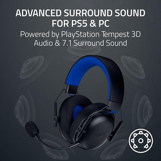 Razer BlackShark V3 X HyperSpeed Wireless Gaming Headset for PS5: 50mm Drivers - Cardioid Mic - 2.4 GHz, Bluetooth - Works with PC, Mac, Nintendo Switch, Smartphone - Long Battery Life - Black