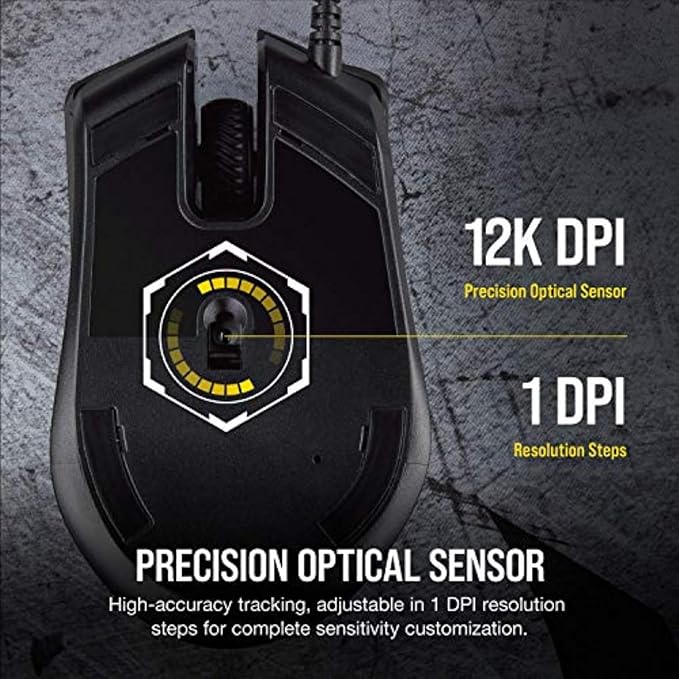 Corsair Harpoon PRO RGB Wired Lightweight FPS/MOBA Gaming Mouse – 12,000 DPI – 6 Programmable Buttons – iCUE Compatible – PC, Mac, PS5, PS4, Xbox – Black