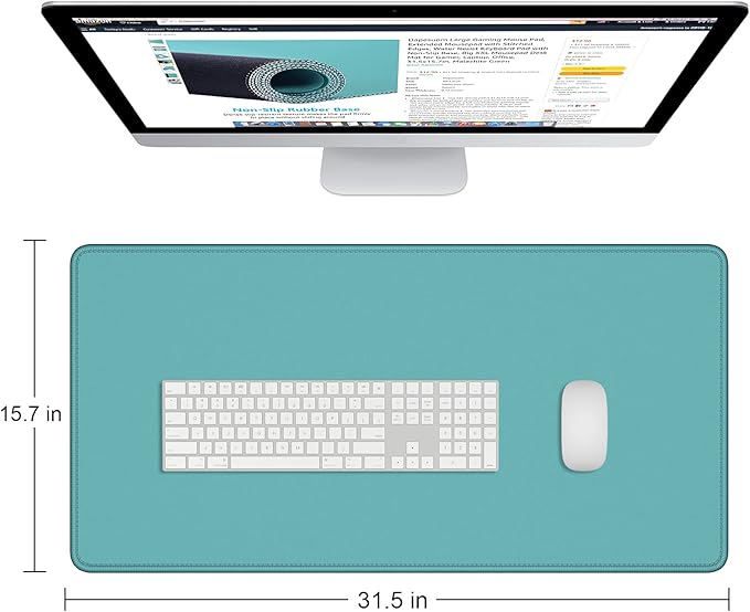 Dapesuom Large Gaming Mouse Pad, Extended Mouse Mat with Stitched Edges, Full Size Keyboard Pad with Non-Slip Base, Big XXL Computer Desk Mats for Gamer, Laptop, Office, 31.5 x 15.7in, Green