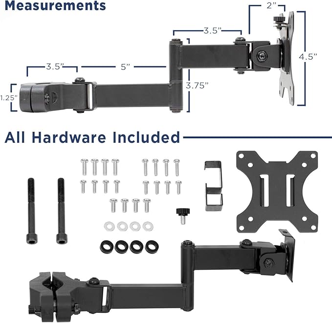 Mount-It! Universal Full Motion Steel Pole Mount with Articulating Arm and Removable VESA Plate for 17 to 32 Inch Monitors & TVs, VESA 75x75 & 100x100 Compatible, Black (MI-391) (Pack of 2)