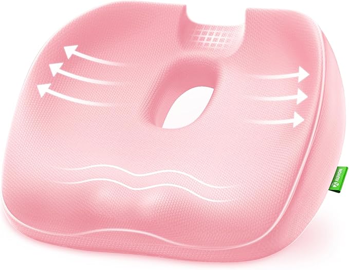 AUVON Innovative Donut Pillow, Scientific Center Hole and Coccyx Cutout, Orthopedic Donut Seat Cushion for Coccyx, Sciatica, After Surgery Sitting Comfort, FSA HSA Eligible