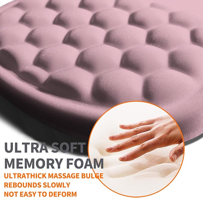Ergonomic Joint Wrist Support Mouse Pad with Memory Foam Cushion Massage Bump, Carpal Tunnel Mousepad Slope Design for Wrist Rest, 11.8x7.9 in, Thistle