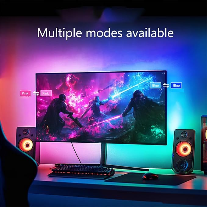 Monitor LED Backlights, RGB Screen Desk Light PC, Computer Light Bar Behind Monitor, LEDs for Desk Gaming, USB Port, LED Strip Lights that Sync with Screen Color or Music(27 inches)