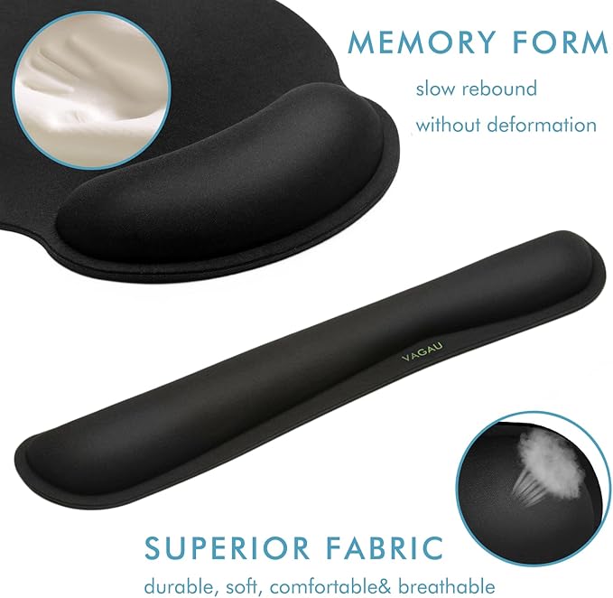 Comfy Mee Premium Memory Foam Keyboard and Mouse Wrist Rest Pads Set - for Comfortable Typing & Wrist Support (Pack of 2)