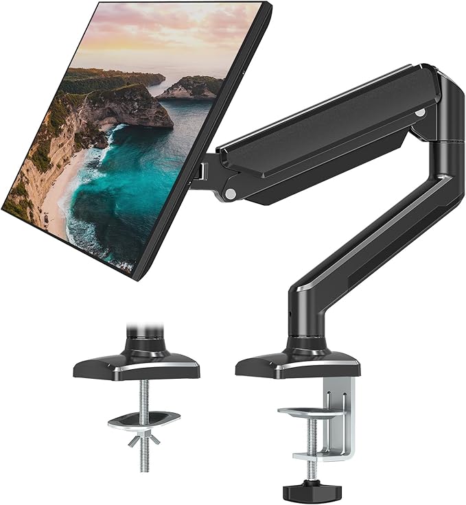 Single Monitor Mount Arm Fits up to 32 Inch, Desk Mount Holds 4.4-19.8lbs Computer Screen, Full Motion Monitor Desk Mount, VESA Mount 75x75, 100x100