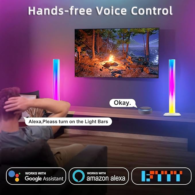 Smart LED Light Bar, TV Backlight Ambient Lighting, Compatible with Alexa, RGB Light Bar for Room with 16 Million Colors, Music Sync Gaming Lights APP Control, Desk Lamp LED Lights for TV, PC, Party
