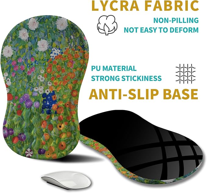 Hokafenle Ergonomic Mouse Pad Wrist Support, Wrist Rest Mousepad for Carpal Tunnel with Integrated Memory Foam Slope Massage Bulge (11.8x7.9 inch,Cute Floral)