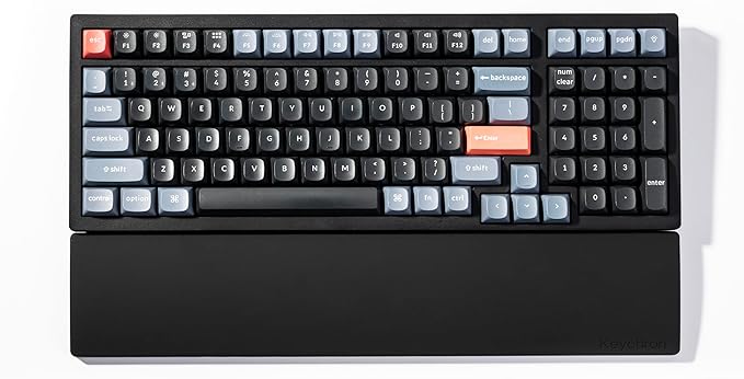 Ergonomic Silicone Wrist Rest for Keychron K4 Pro / K4 Max / Q5 / V5 / V5 Max,15.37" Honeycomb Non-Slip Palm Rest, 96% Full-Sized Mechanical Keyboards Support with Typing