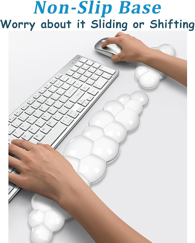 Gel Cloud Wrist Rest for Keyboard and Mouse, Clear Cloud Keyboard Wrist Rest Set, Ergonomic Cloud Wrist Support for Typing, Cute Wrist Pad for Office, Gaming, Computer, Laptop