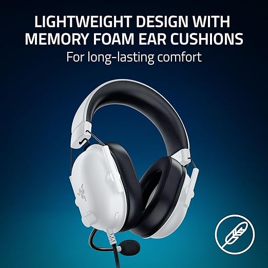 Razer BlackShark V2 X PlayStation Gaming Headset: 50mm Drivers - Cardioid Mic - Lightweight - Comfortable, Noise Isolating Earcups - for PS5, Xbox Series X, PC, Switch via 3.5 mm Audio Jack - White