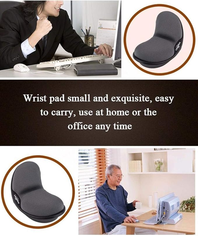 LINGSFIRE Memory Foam Mouse Wrist Rest Keyboard Wrist Rest Pad Anti-Skid Mousepad Support Wrist Rest Mat for Office Computer Laptop Mac- Durable Comfortable Lightweight Easy Typing(5.1 * 2.8" Black)