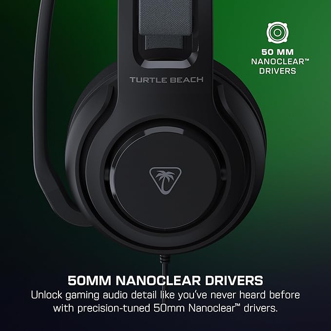 Turtle Beach Atlas 200 Wired Multiplatform Gaming Headset for Xbox, PlayStation, PC w/ 3.5mm Wired Connection - 50mm Nanoclear Drivers, Flip-to-Mute Mic, Memory Foam Cushions - Black