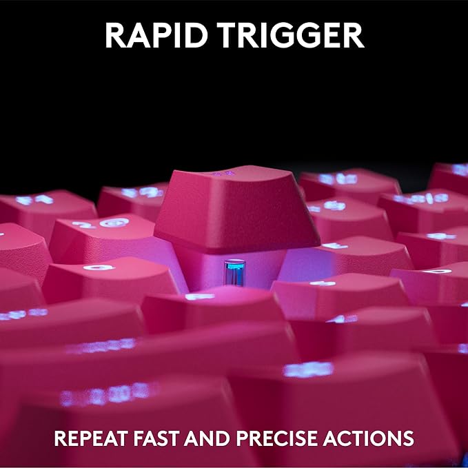 Logitech G PRO X TKL Rapid (Tenkeyless) Wired Gaming Keyboard: Magnetic Analog Switches with Rapid Trigger, Lightsync RGB, Detachable USB-C Cable, Volume Roller & Media Buttons - Magenta
