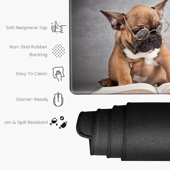 XL Mouse Pad Large 24x12 inch Dog Desk Mat Gaming Mousepad Long Desk Pad Big Computer Mat for Wireless Mouse Non Slip Work Laptop