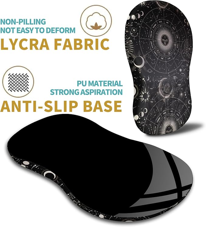 Hokafenle Ergonomic Mouse Pad Wrist Support with Massage Design, Wrist Rest Mousepad with Memory Foam&Non-Slip PU Base,Mouse Pads for Wireless Mouse (12x8 inch,Tarot Constellation)