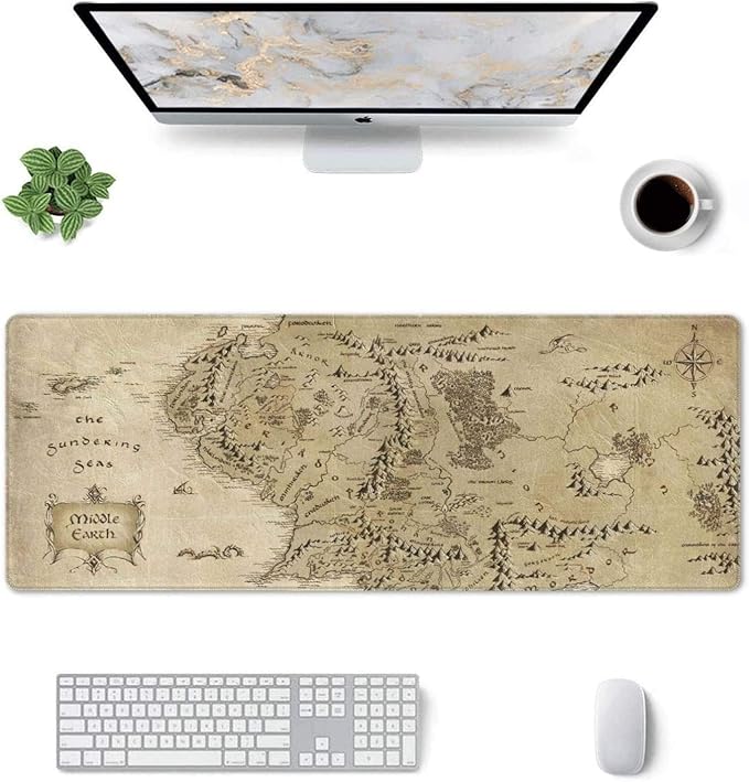 Gaming Mouse Pad XL Extended Large Mouse Mat Desk Pad 31.5"x11.8",Stitched Edges Non Slip Mousepad for Computer,Office,Keyboard and Laptop-Retro Earth Map
