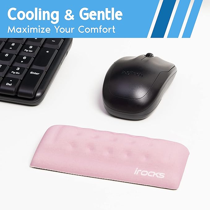I-Rocks Memory Foam Mouse Wrist Rest - Pain-Reducing Support With Non-Slip Rubber Base - Cooling Comfort for Long Hours of Work, Studying, Gaming